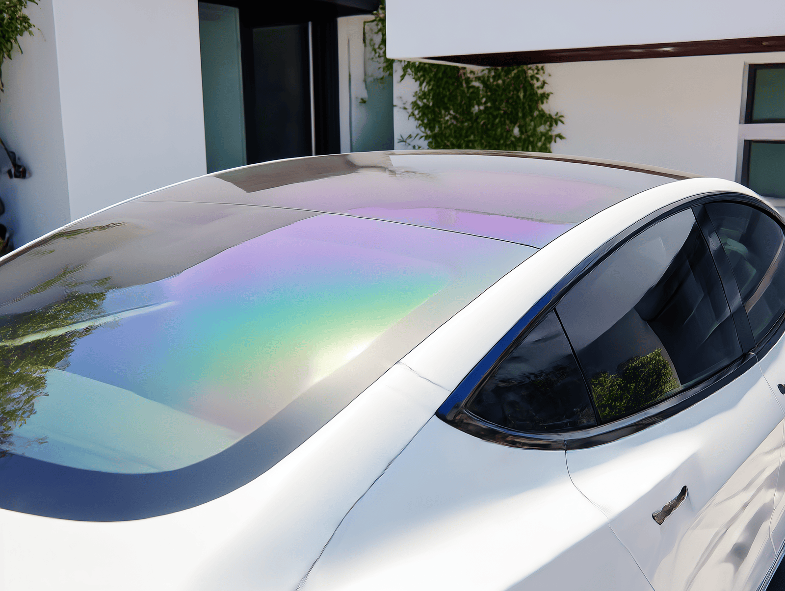 Ceramic Window Tint on white Tesla